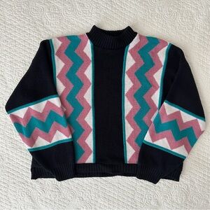 Private Eyes Vintage 80s Acrylic Adele Knit Mock Neck Sweater Made in USA